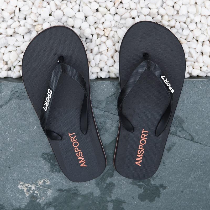 

2025 summer new men s beach shoes casual fashion pins men s PVC flip-flops outdoor breathable men s models 45 чорний