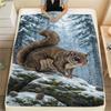 1PC Snow animals Print FlAannel Blanket, High quality Comfortable for All Seasons, Home Decor, Warmth and Comfort