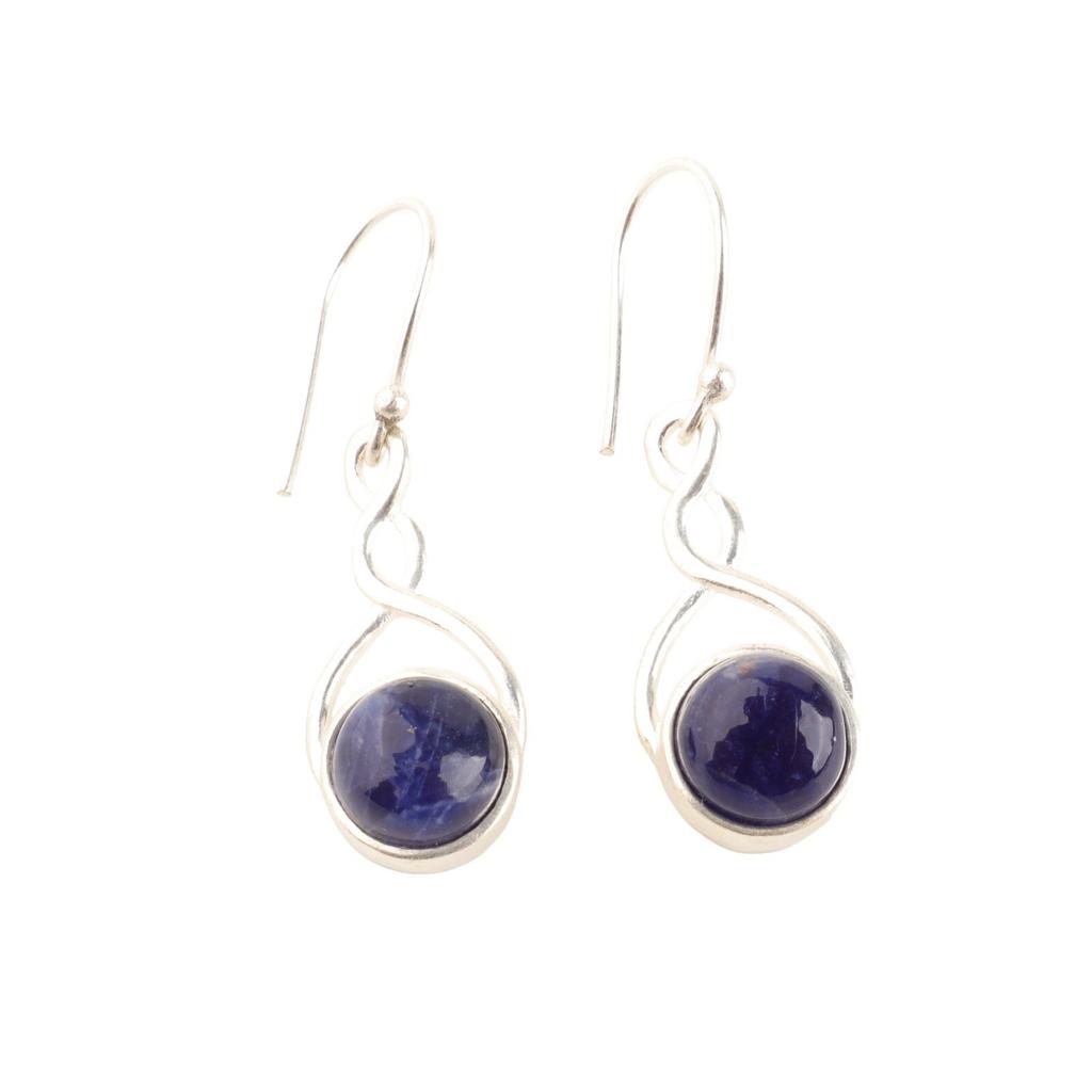 Natural Sodalite Gemstone Handmade 925 Sterling Silver Drop & Dangle Earrings CE-15-31