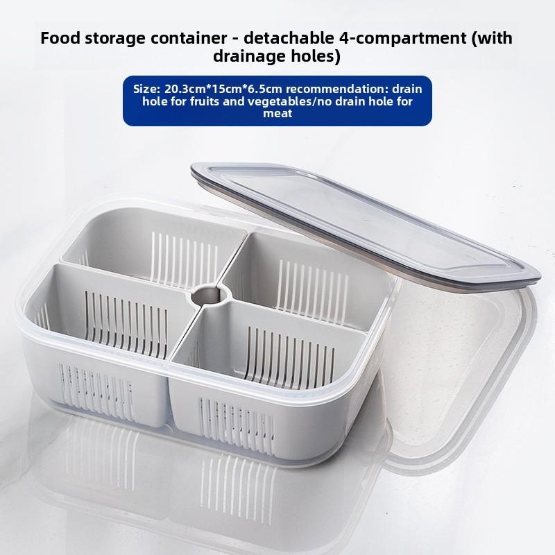 Multicompartment Plastic Food Organizer With Leakproof Seal For Refrigerator And Freezer Use