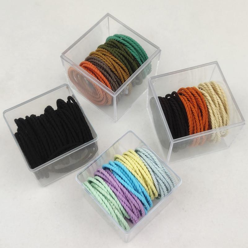 50Pcs Boxed Threaded Coloured Hair Rings High Elasticity Rubber Bands Headband Ponytail Holder Bands Kids Hair Accessories