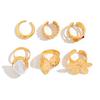 New Irregular Exaggerated Metal Flower Open Rings Women Elegant Baroque Imitation Pearl Ring Jewelry Accessories
