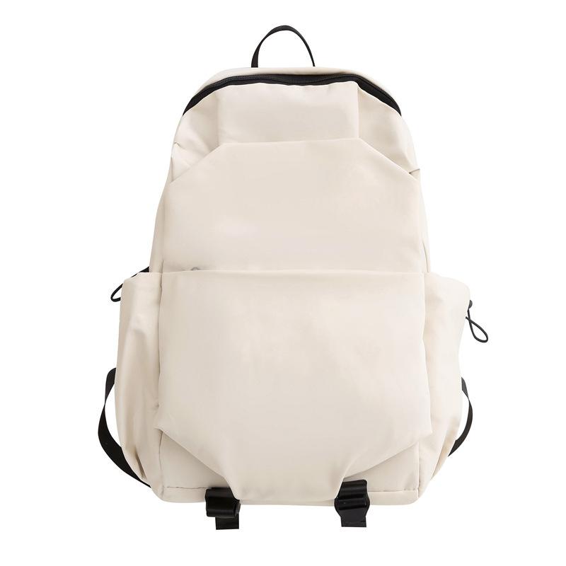 Schoolbag backpack men's and women's solid color casual texture college style backpack large capacity campus class outdoor student schoolbag