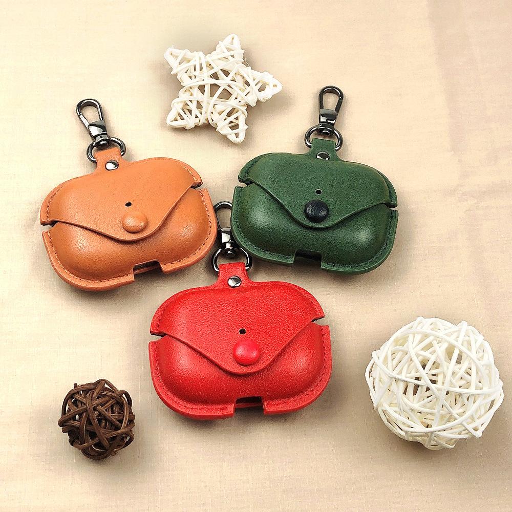 Compatible with Apple AirPods Pro Bluetooth earphone covers, 1st generation protective case with hook cowhide case, shockproof soft case