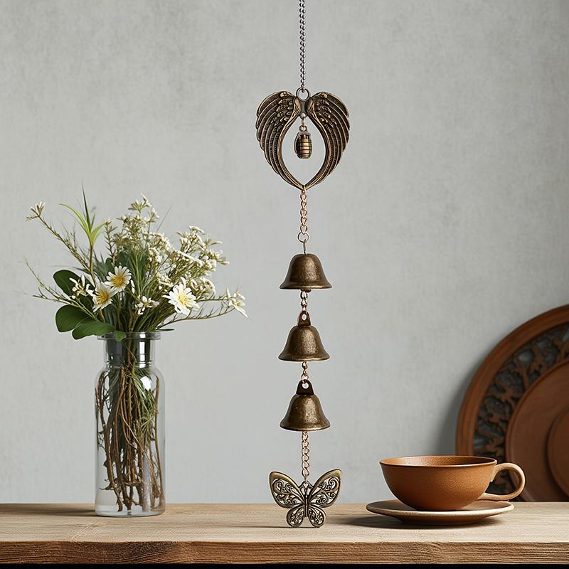 1Pc Butterfly Vintage Alloy Wind Chime Hanging Decor Home Wall Door Decoration Metal Bell Pendant Outdoor Garden Door Knob Charm
