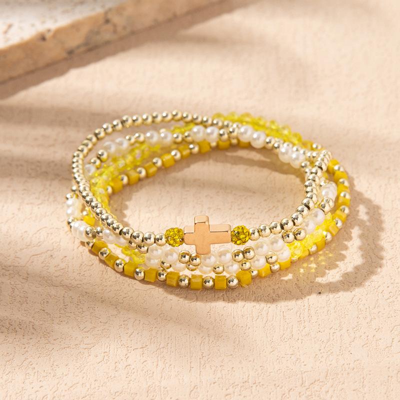 Boho Perlenarmband Instagram-inspiriert Nischenstil Farbblock-Stapelarmband-Set