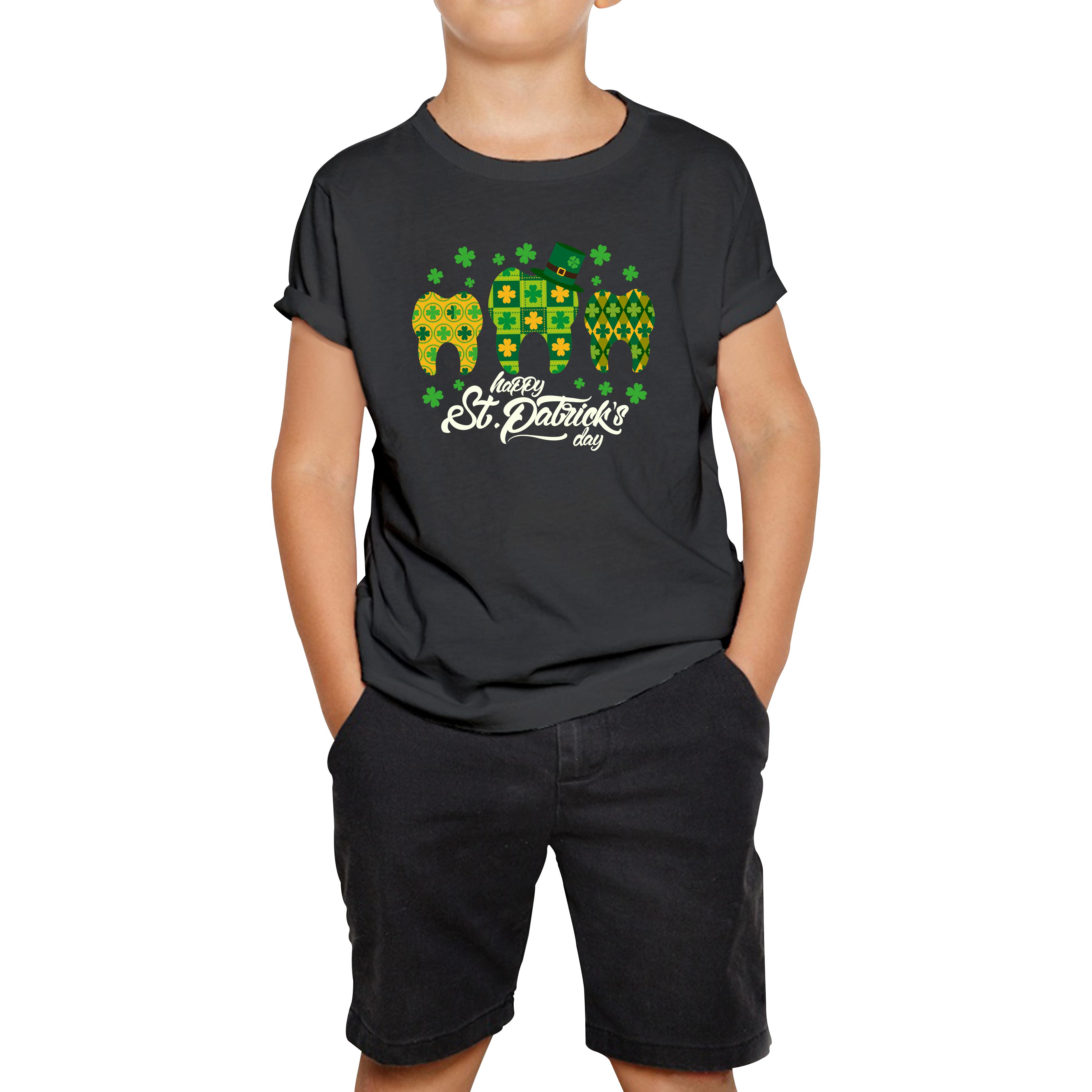 Happy St. Patrick s Day Tooth Dentist Dental Squad Tooth Shamrock Irish Day Saint Patricks Day Kids Tee 160