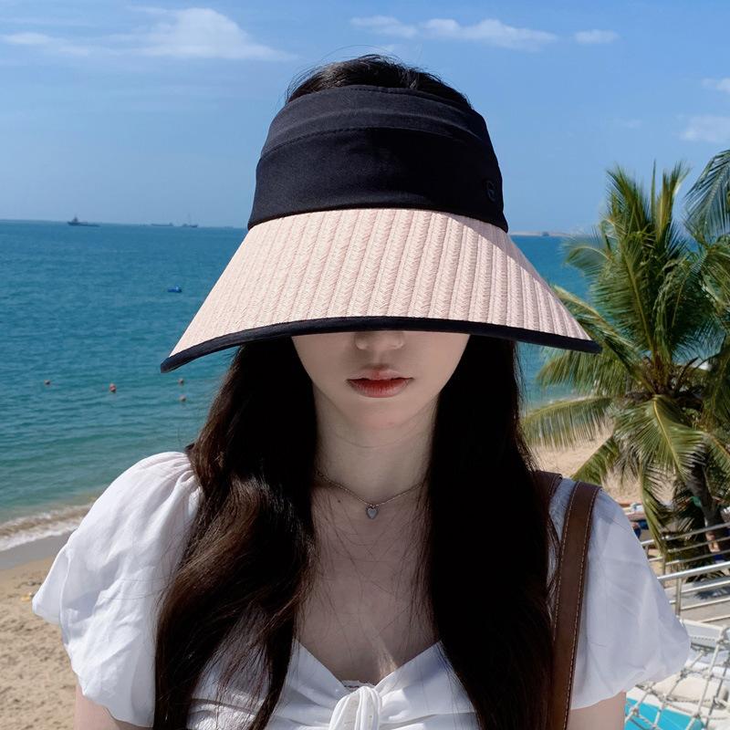 Women Visor Hats for Summer Roll Up Sun Visor Travel Straw Hats Foldable Sun Hats for Women UV Protection
