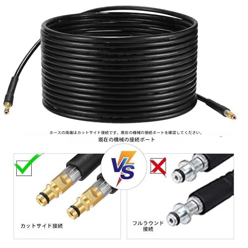 YUET 15M High Pressure Washer Replacement Hose for Kärcher K Series Washers (Domestic Models: K2, K3, K4, K5, K7), Click-Type Plug Quick Connector, Ex