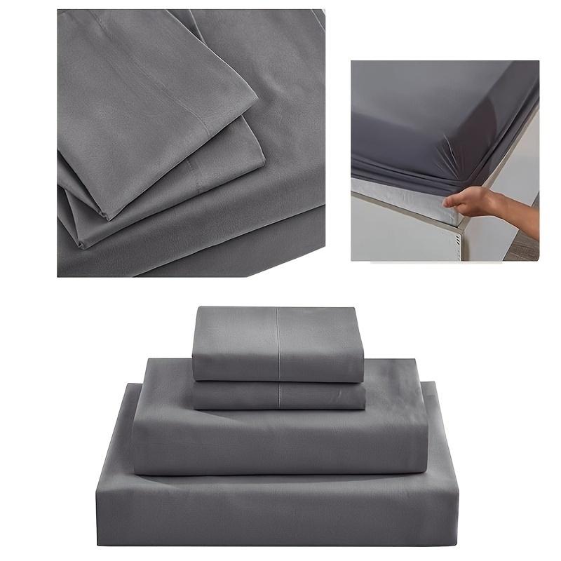 4pcs Bed Sheet Set Dust Proof Bedsheet Skin-friendly Soft Breathable Flat Sheets Anti Slip Fitted Sheets Mattres Protector Set Bedding Sets
