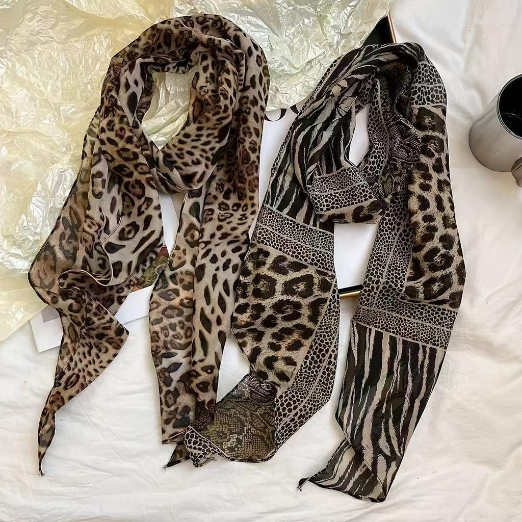 Long Wavy Silk Scarf for Women Versatile Neck Thin Scarf Headband Accessories