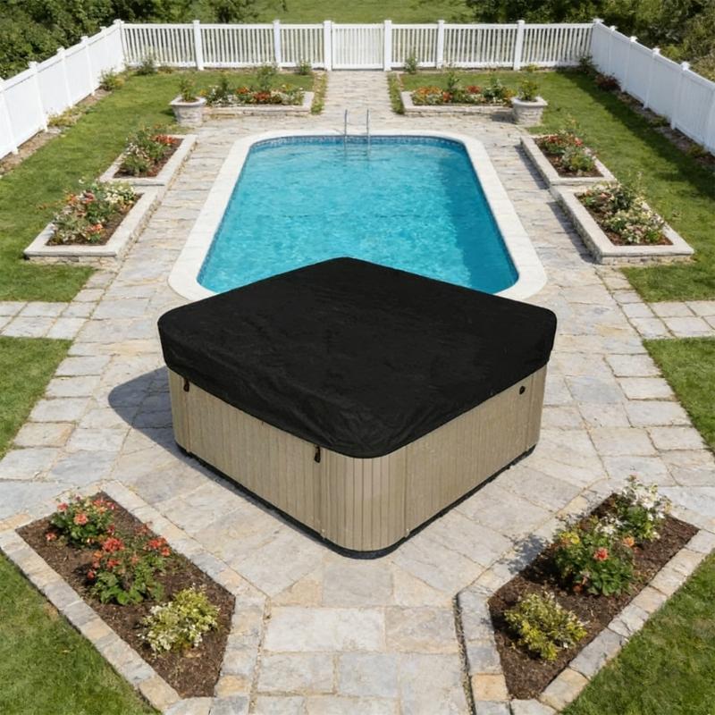 Mprehensive Protective Square Cover for Outdoor Hot Tub Shielding from Rain Sun Leaves and Animals In Conditions