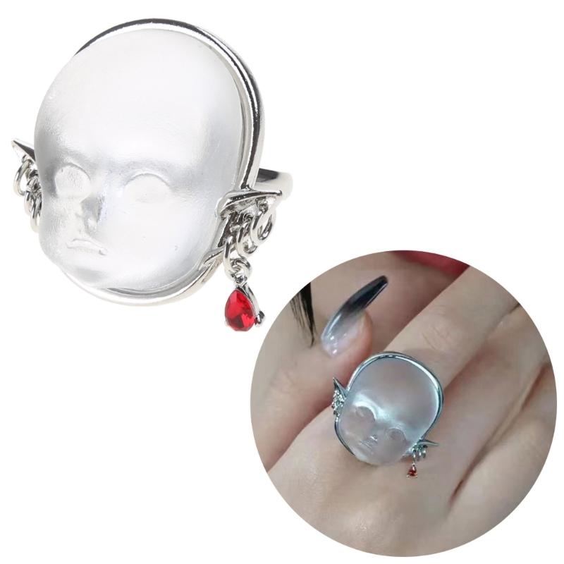 Baby Face Adjustable Ring Open Rings Fashion Adjustable Finger Rings Alloy Material Open Rings Gift for Women Girlfriend