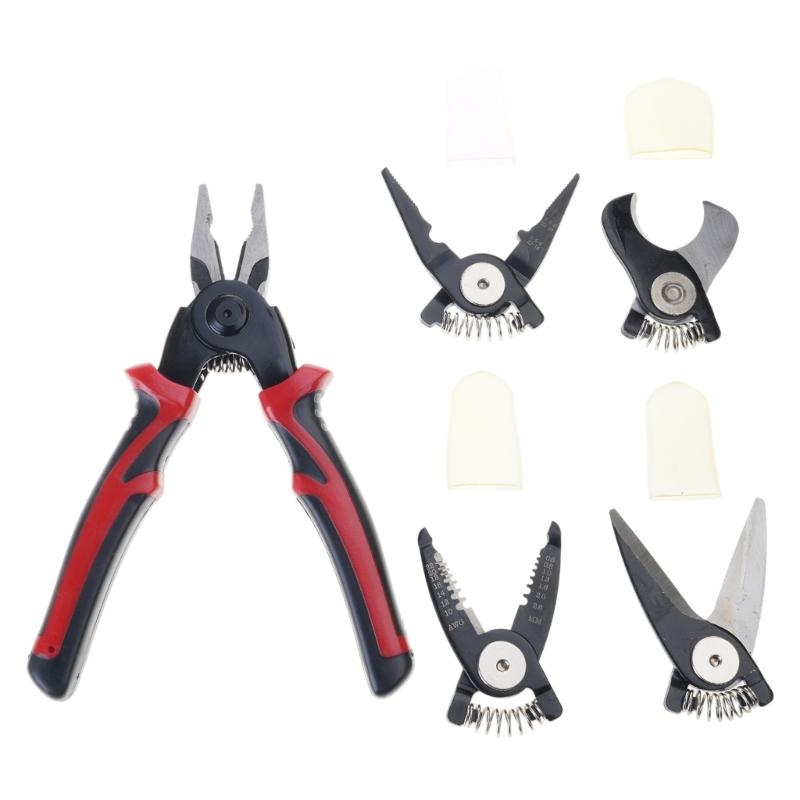 

High Strength Steel Pliers Hand Tool Wire Stripper Set For Electricians And Handymen Tasks Featuring Quick Change Heads 1