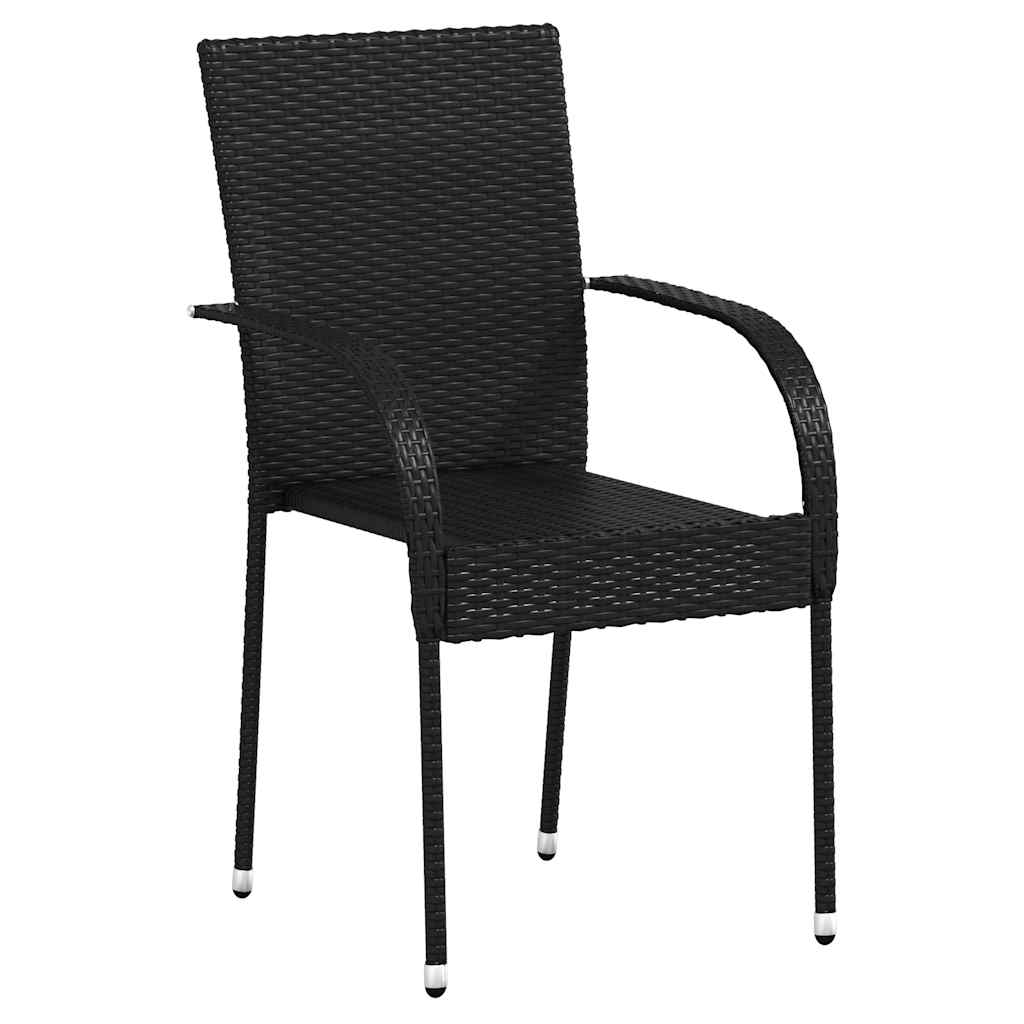 vidaXL Stapelbare Gartenstühle 2 Stk. Poly Rattan Schwarz