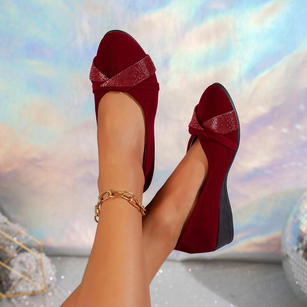 French-style Temperament Ballet Shoes, Low-heeled Comfortable and Stylish Single Shoes, Rhinestone-decorated Low-cut Women's Fla