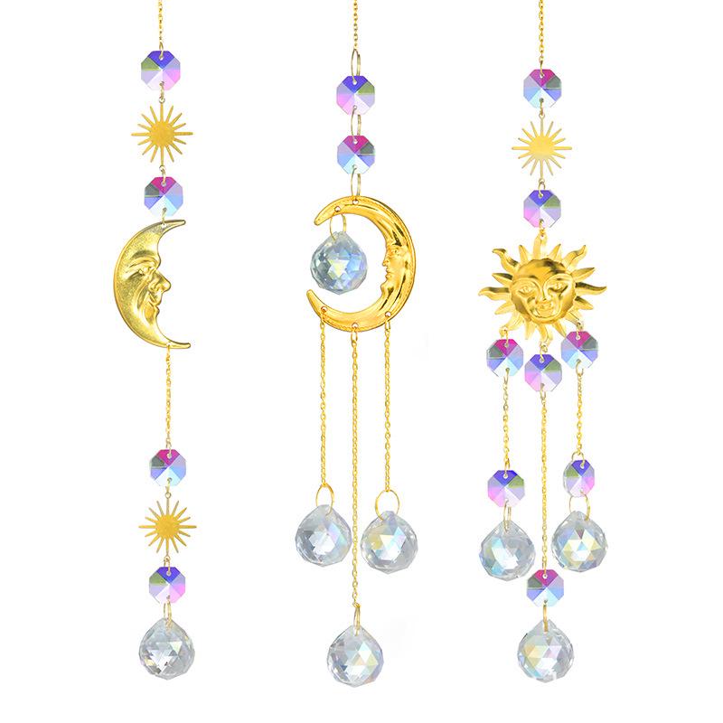 Aesthetic Sun, Moon, Stars Crystal Sun Catcher - Dreamy Garden Decoration Pendant Moon Pendant/27g