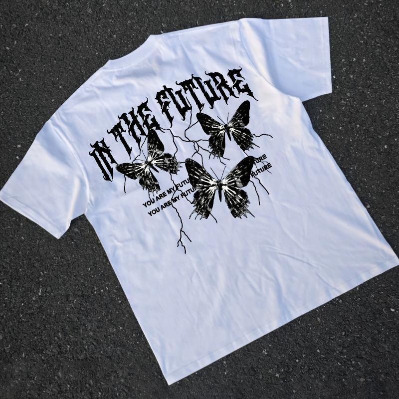 

In the Future Butterfly Graphic T-Shirt,Soft Breathable & Fade-Resistant, Classic Fit for Daily Casual Wear XXL белый