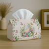 Aesthetic Watercolor Botanical Tissue Box Featuring Easter Decorations, Including Eggs, Butterflies, And Flowers. This Stylish Organizer Is Perfect Fo