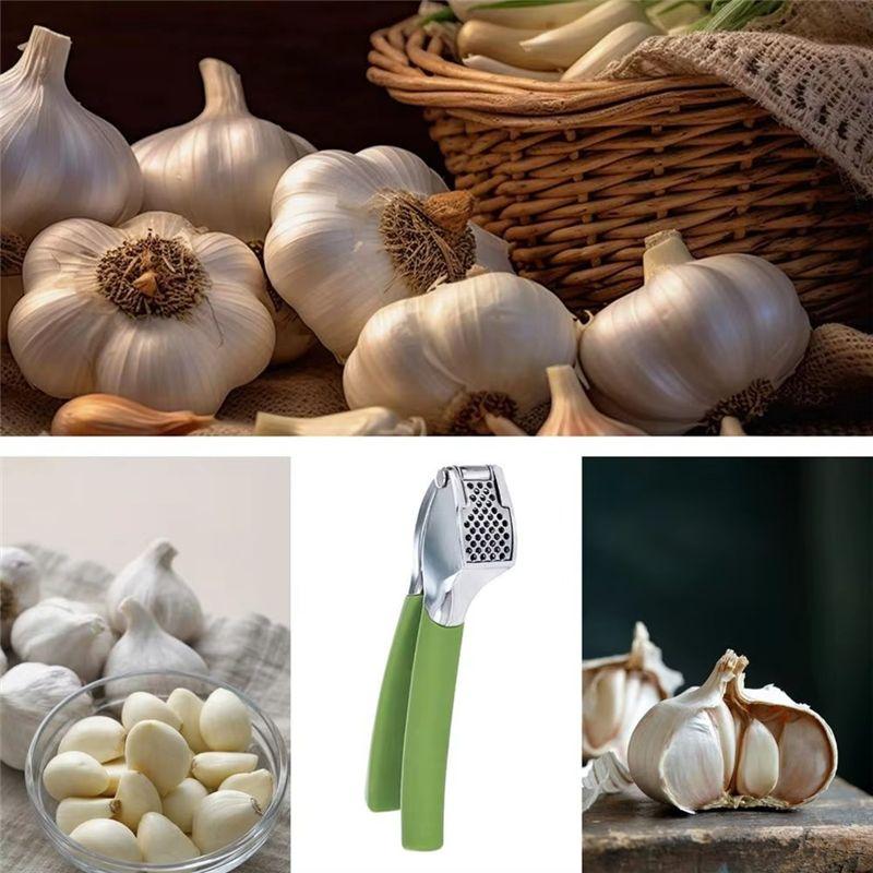 AEE4-Stainless Steel Garlic Press Handheld Garlic Smasher Squeezer Crusher Mincer Manual Press Grinding Tool For Kitchen