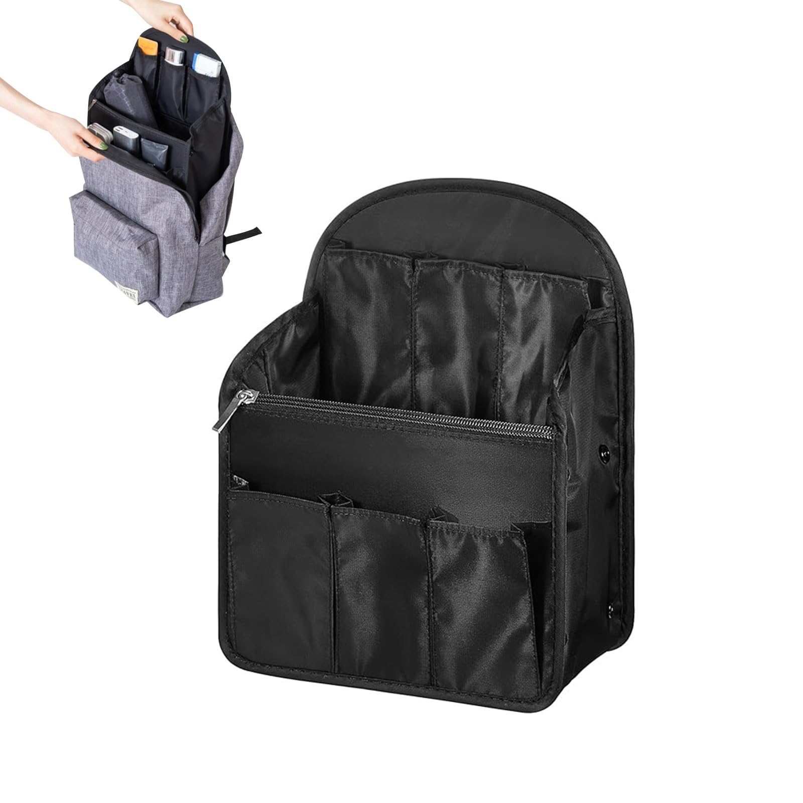 

yowodana Bag-in-Bag Backpack, Vertical Design, 14 Pockets, Inner Bag, Dividers, Lightweight, Waterproof Storage Bag, Large Capacity, Organizing and
