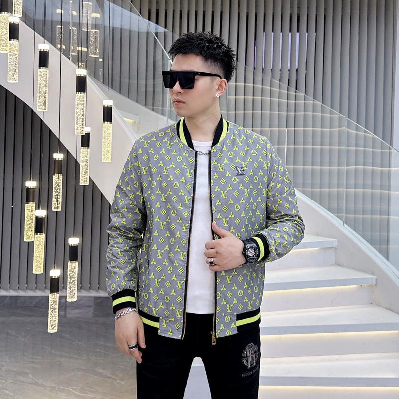 2024 New Men s Casual Jacket Trendy High-end Baseball Collar Jacket Light Luxury Men s JK9048 5XL зелёный
