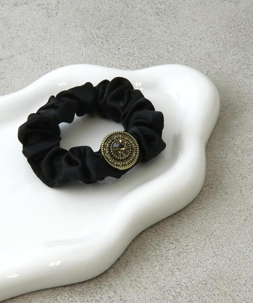 VINGTAINE Beaded Scrunchie Hair Perfect for Office Tie, Updos, Wear, Elegant, Women's, H7916-GRAY