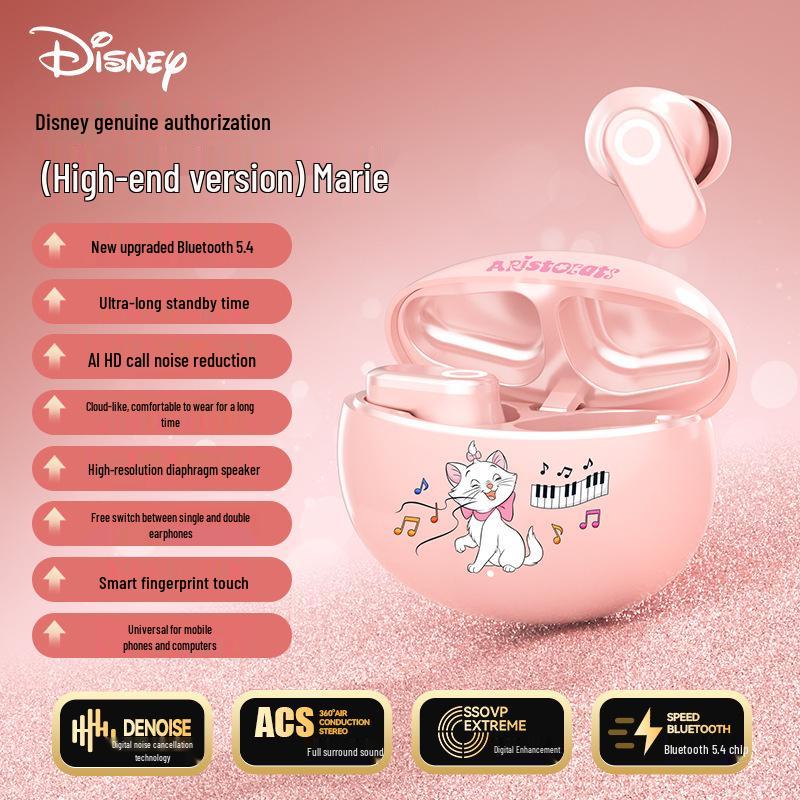 Disney Marie Cat Earbuds: True Wireless Bluetooth, Half In-Ear, HIFI Sound, Stylish Design