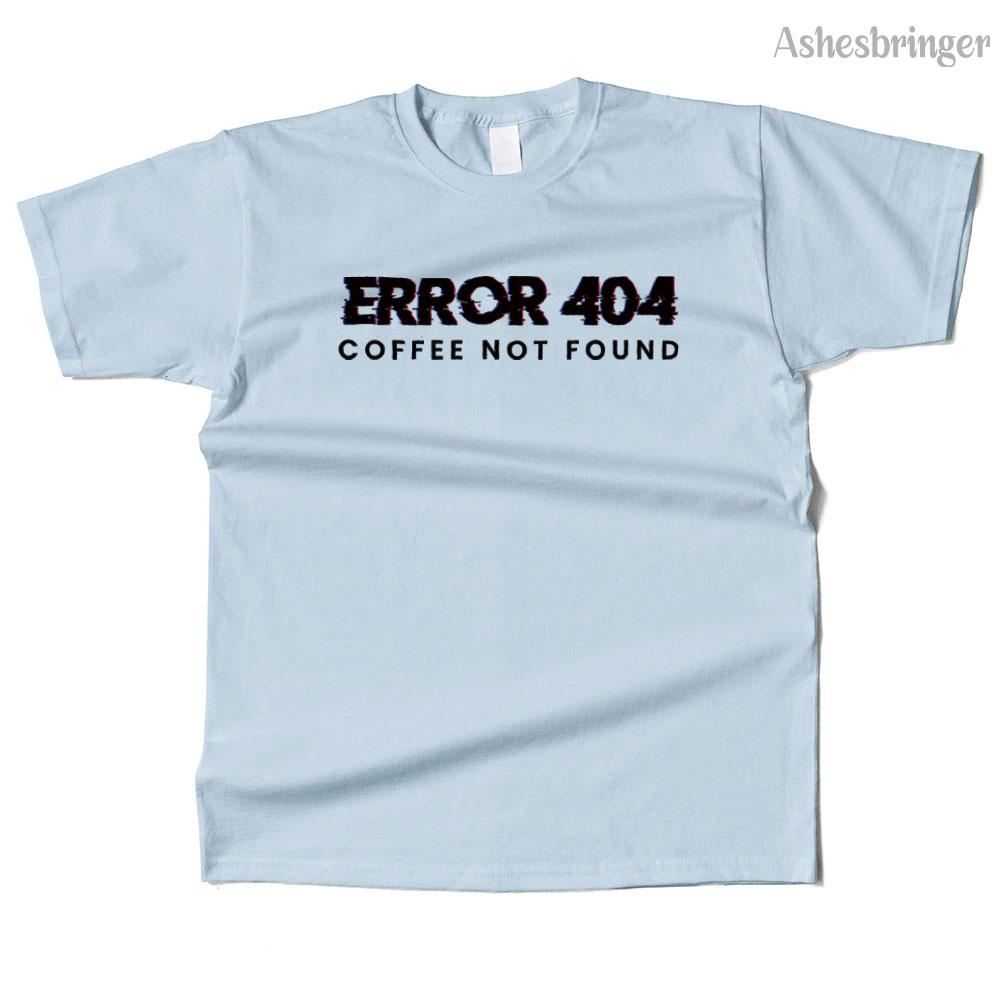 Mens Cotton Error 404 Coffee Not Found Graphic Funny T Shirt Street Casual Style Tee for Men and Women