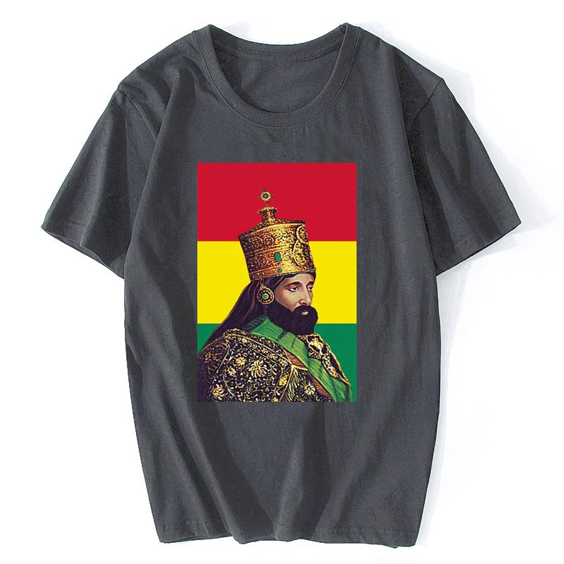 Haile Selassie Mens T-shirt Summer Cotton O-neck Short Sleeve Tshirt Funny Tees Hip Hop Tops Streetwear