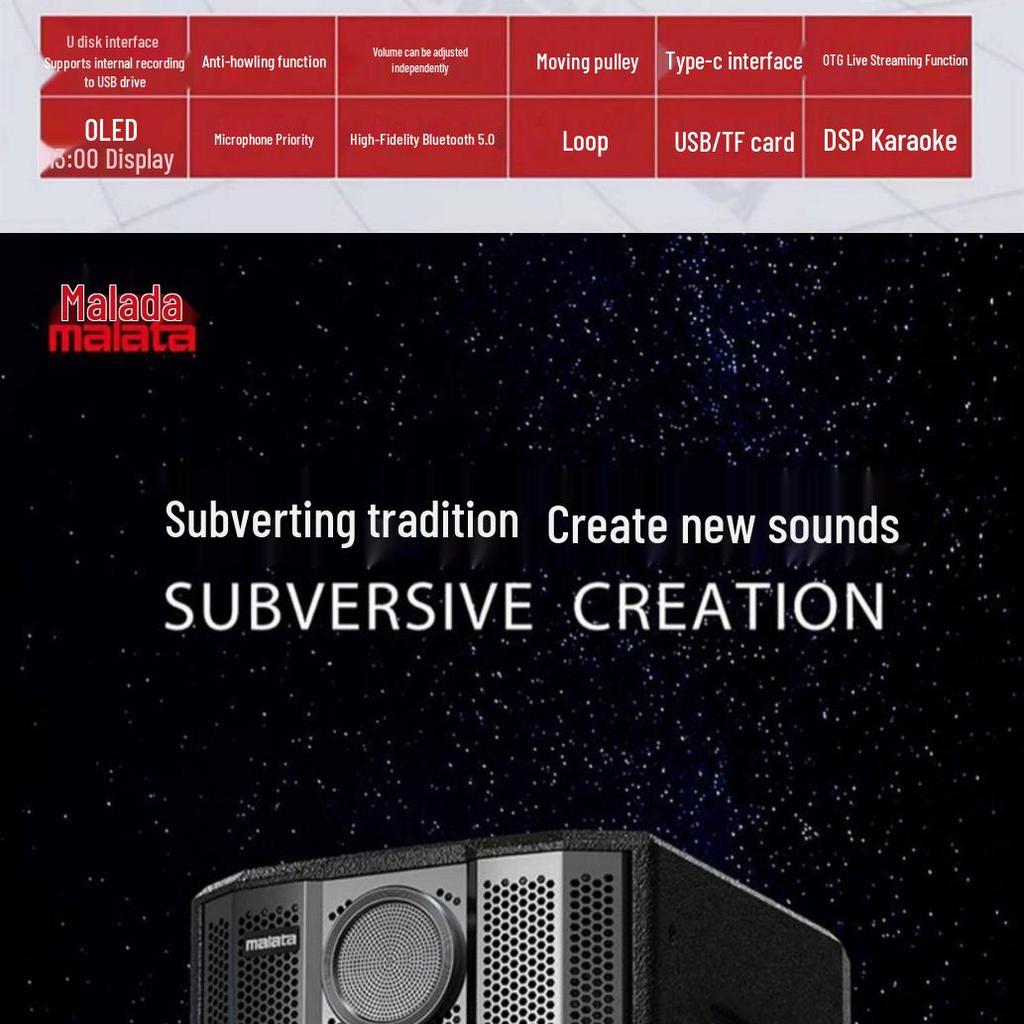Wanlida M9797 Portable Square Dance Audio System with Microphone - High Power Outdoor KTV Performance Speaker with Handle