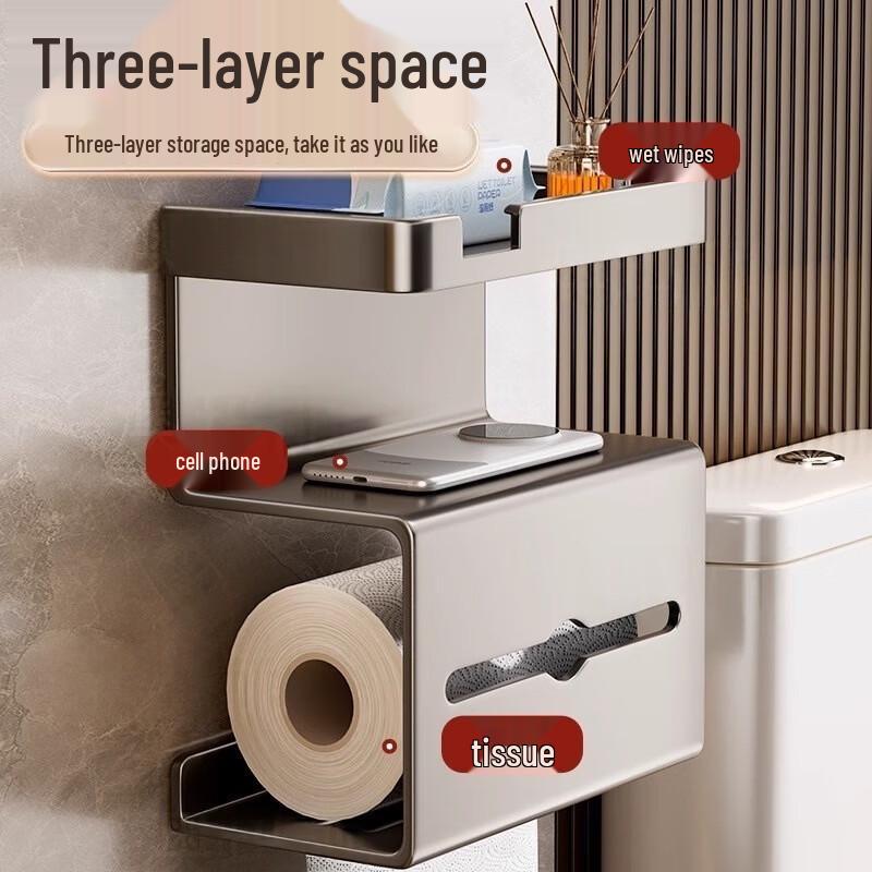 HANDUNYOU No-Drill Wall-Mounted Roll & Tissue Paper Holder