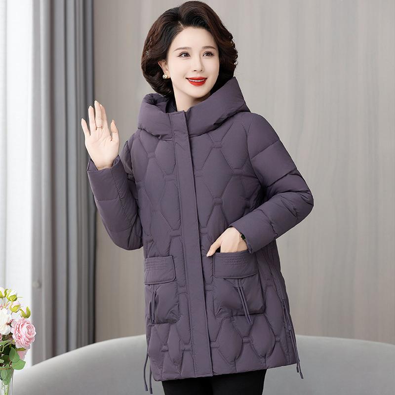 Women Jacket Loose Down Cotton Coats Parkas Casual Warm Outerwear Hooded Winter Jacket Oversize Middle Aged Female Overcoat