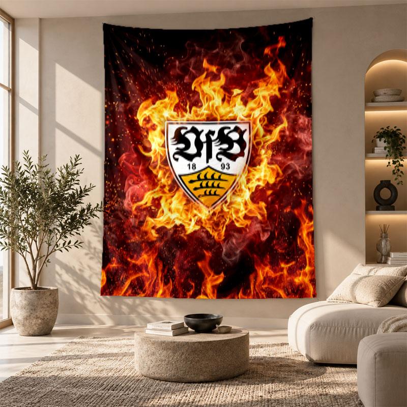 Decorative Tapestry,VfB Stuttgart Football Printed Wall Art, Lightweight Wall Hanging For Bedroom Background