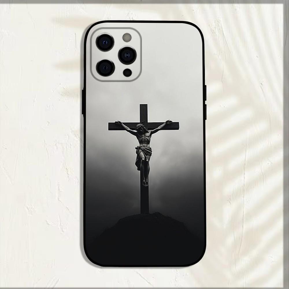 Bible Jesus Christian Cross Phone Case For iPhone 15,14,13,12,11,Pro,X,XS,Max,XR,Plus,Mini Soft Black Cover