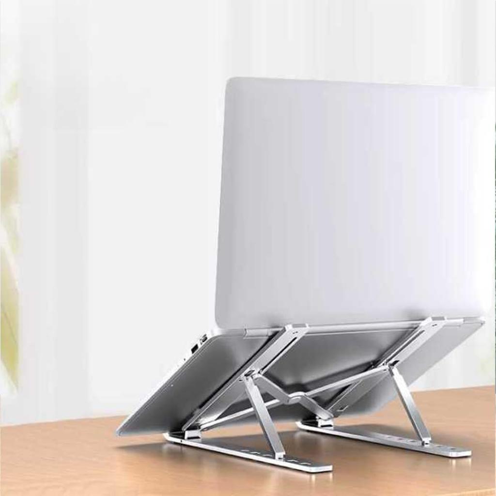 Sweeml Foldable Laptop Aluminum Adjustable Height and Ideal for Telework and Home Computer and Black Stand, Alloy, Angle, Portable, Use, Accessories,