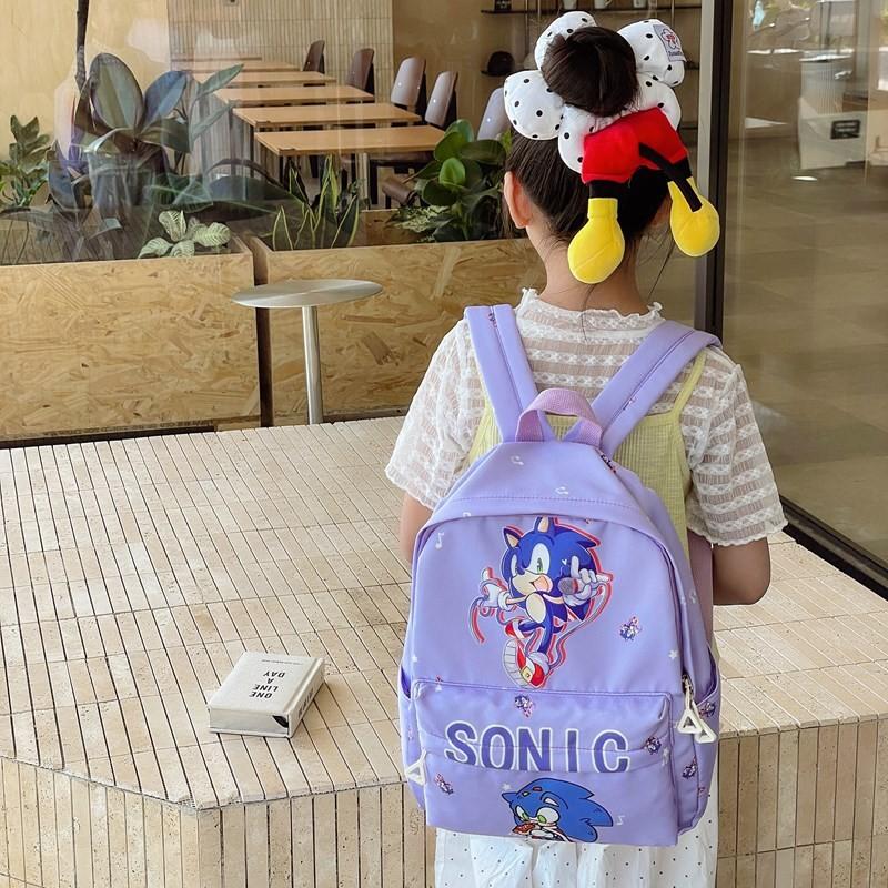 Sonic Cartoon Letter Kids Lightweight Nylon Backpack For Daycare And Travel