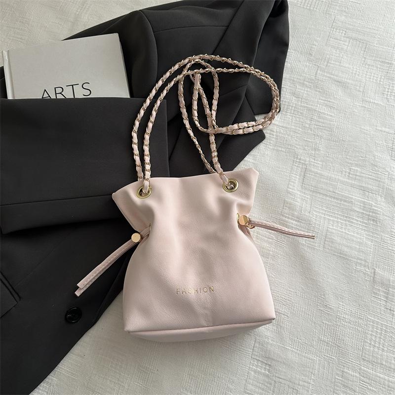 

Pull-string Bucket-style Small Bag with A High Appearance Level, Fashionable for Commuting, Cross-body Single-shoulder Bag small розовый
