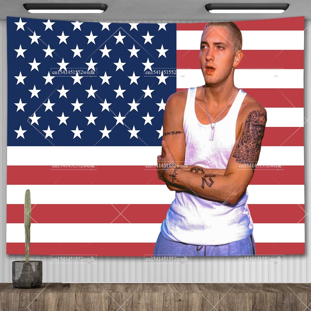 Amerikanischer Rap-Gott Hip-Hop-Musikflagge Eminem Wandteppiche Wandbehang Meme-Wandteppich Kunst Ästhetische Raumdekoration Schlafzimmer-Wandbehänge