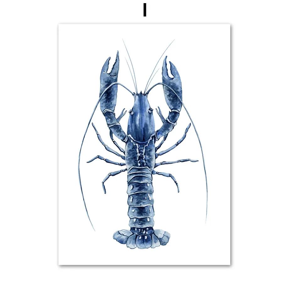 Balena Delfino Granchio Pesce Polpo Cavalluccio Marino Corallo Oceano Poster e Stampe Pittura su Tela Arte da Parete Immagini Camera dei Bambini Decorazione per la Casa