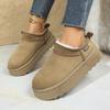 Schneestiefel für Damen 2026 Winter Neu Kaschmir Warm Dicke Sohlen Ohne Absatz Bedecktes Haar Halber Hausschuh Baumwollschuhe für Damen
