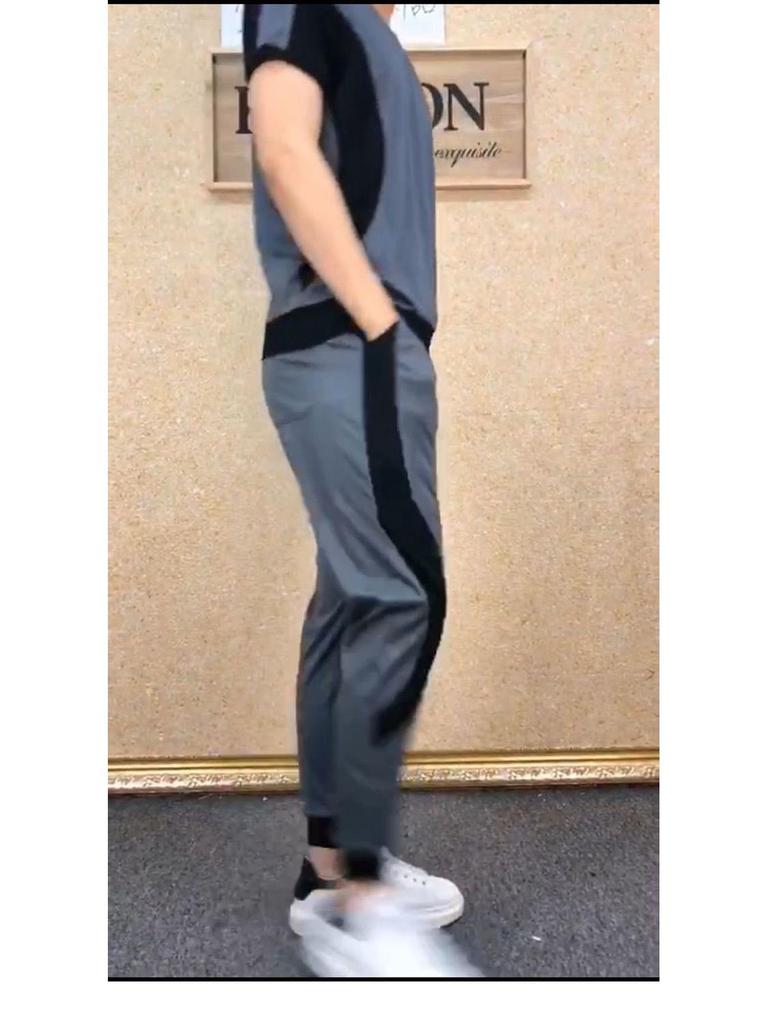 Icy Men's Classic Two-Piece Sportswear Set - Summer Casual Nine-Point Elastic Pants