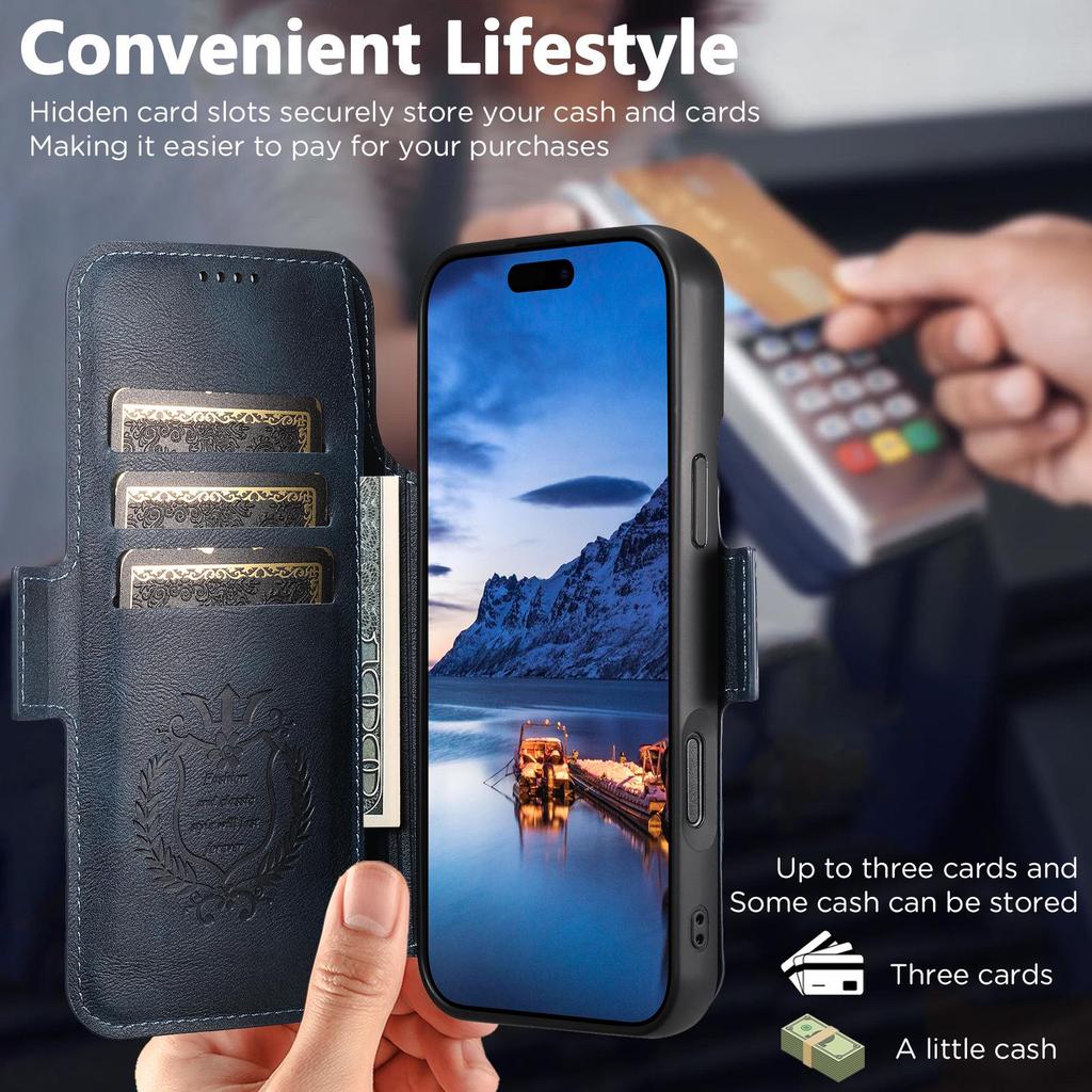 Capa de Couro Magnética Flip para iPhone 17 Pro Max/Samsung S25U com Carregamento Sem Fio