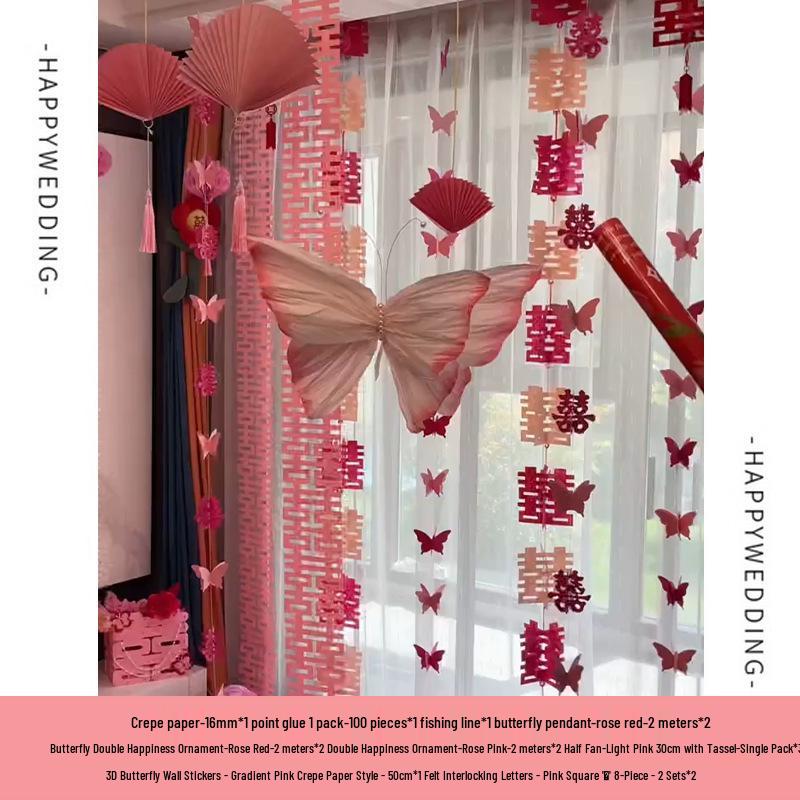 Woman's Bedroom & Living Room Wedding Decoration Set with Tinsel & Morning Robe Background