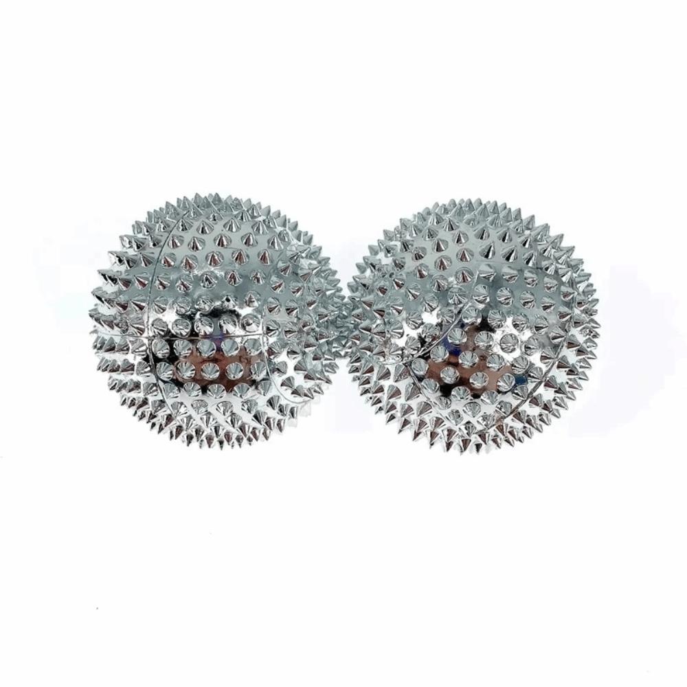2Pcs ABS Hard Material Spiky Hand Roller Built-in Magnet Acupoint Massage Ball Office