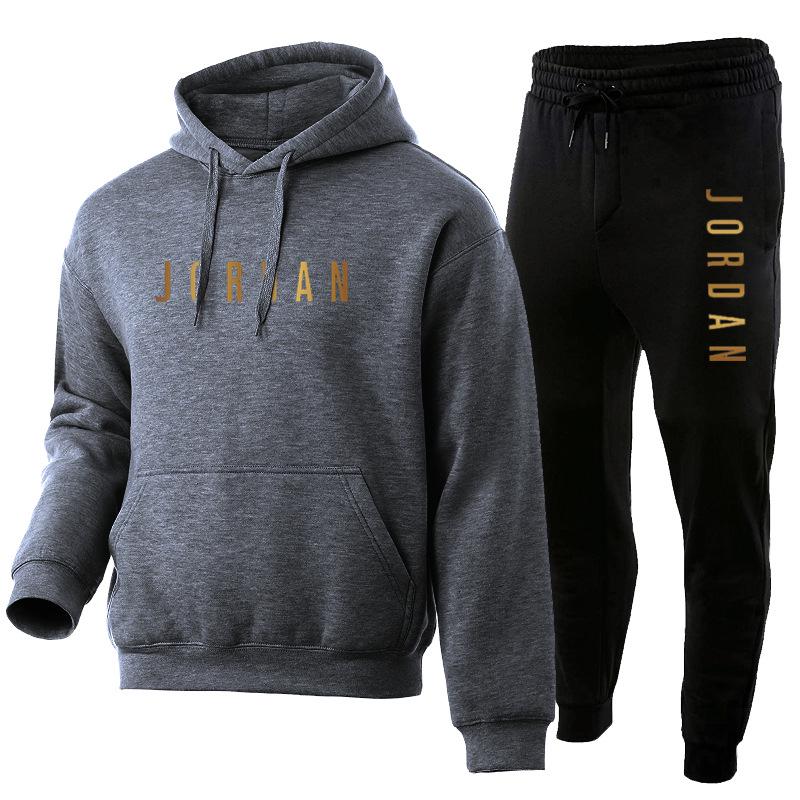 Unisex Europäische & Amerikanische Mode Fleece Hoodie Set - Herbst/Winter Trendige Jacke & Sweatshirt mit Print
