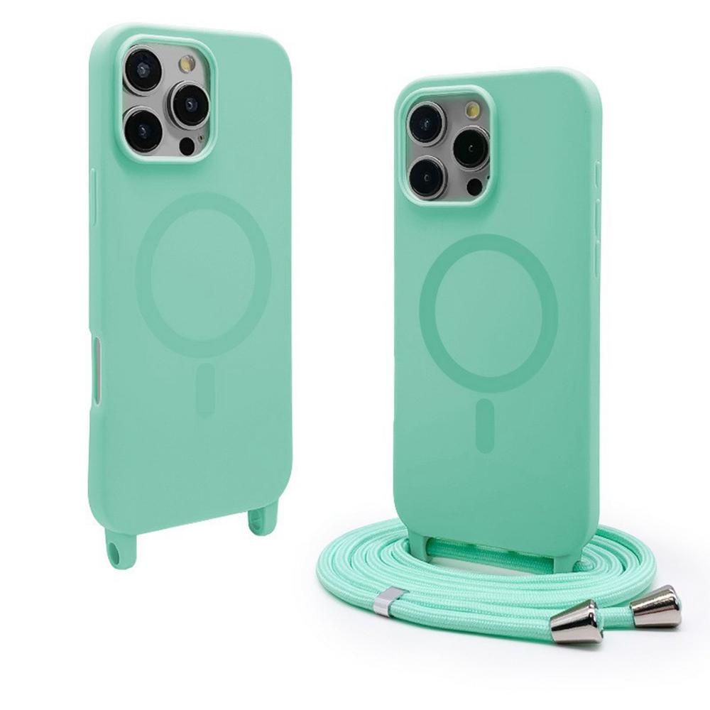 For iPhone 16 Pro Max Magnetic Case Compatible with MagSafe Soft TPU Phone Cover with Lanyard