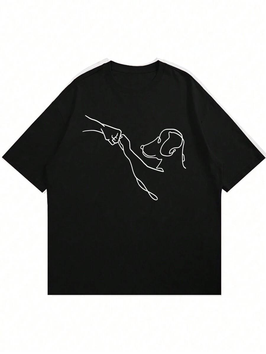 

Unisex s Fashionable Dog Print Short Sleeve T-Shirt S