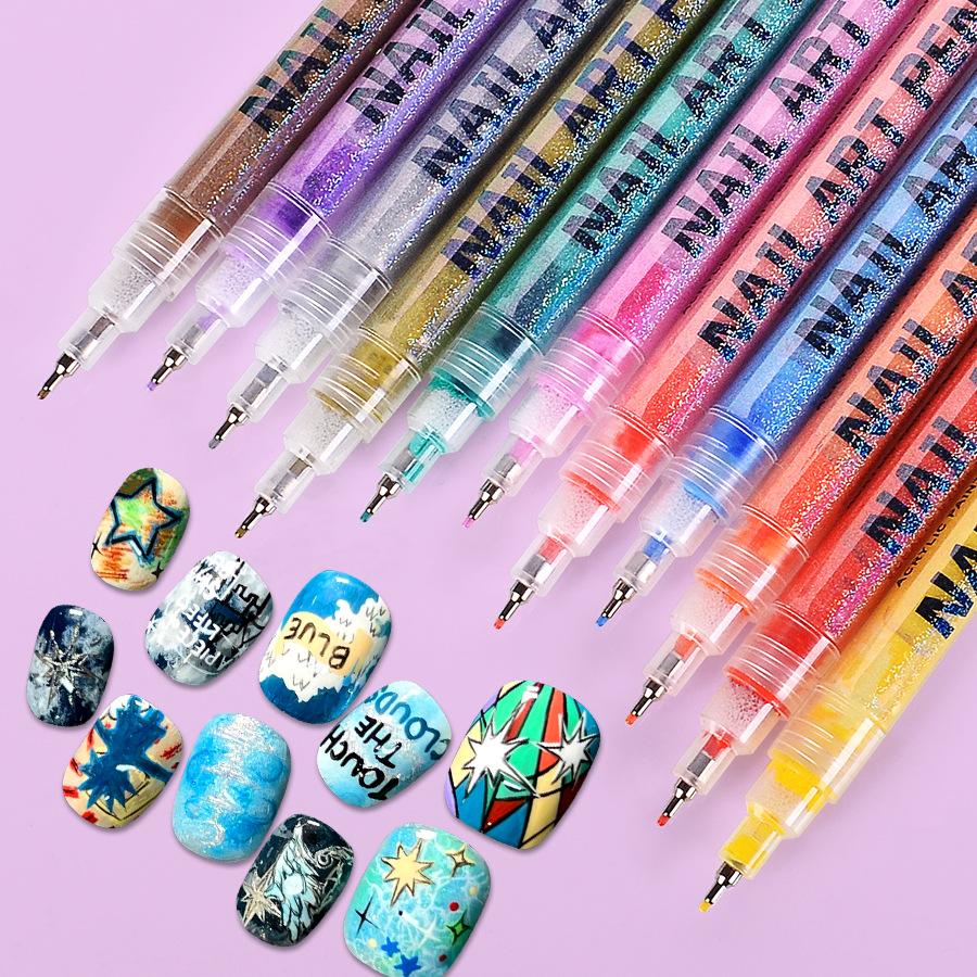 2026New Nail Art Pen Graffiti Pen Nail Painting Pen DIY Quick-drying Color Hook Line Acrylic Marker Pen