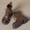 Womens Chunky Sole Chelsea Boots With Zipper Back Lace-Up Front Classic British Style Ankle Winter